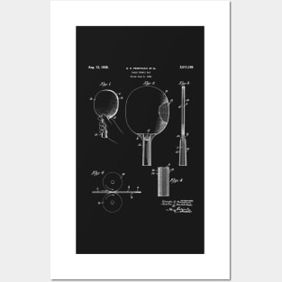 Table Tennis Patent - Tennis Paddle Art - Black Chalkboard Posters and Art